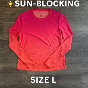 BloqUV Jantzen Women’s Long Sleeve Swim Shirt Rash Guard (L) Pink/Coral